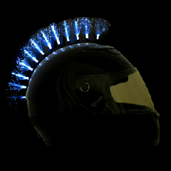 White Fiber Optic Motorcycle Helmet Mohawk